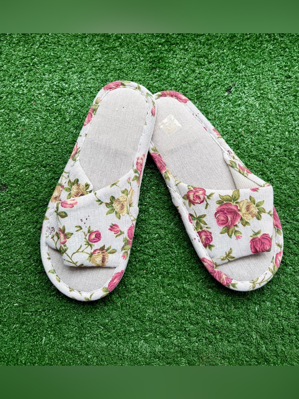 Floral Print Open Toe House Slippers Women's CN 38-39 / US 7.5-8 Slip-On House S